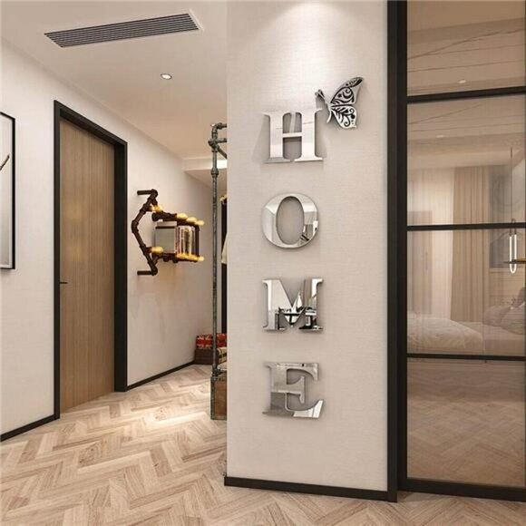 Home Wall Decor Letter Signs Acrylic Mirror Wall Stickers Wall Decorations Silve - Picture 1 of 7